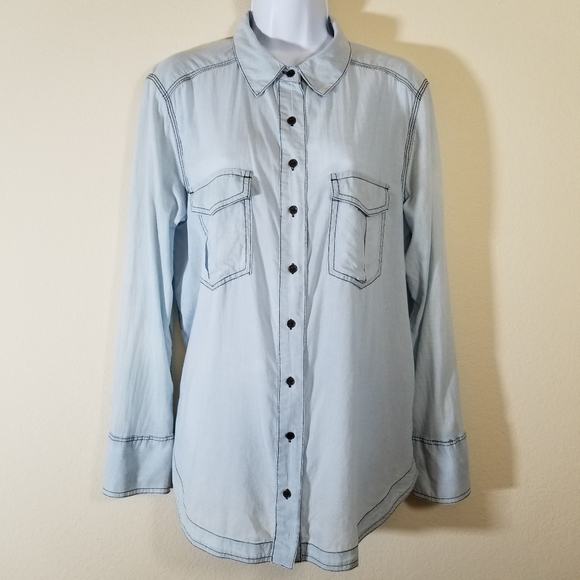 Free People Cotton Chambray LS Shirt, size Small - Picture 3 of 10